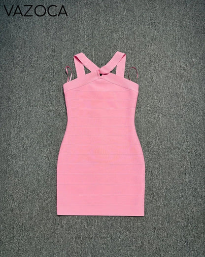 Pink Bodycon Bandage Mini Dress