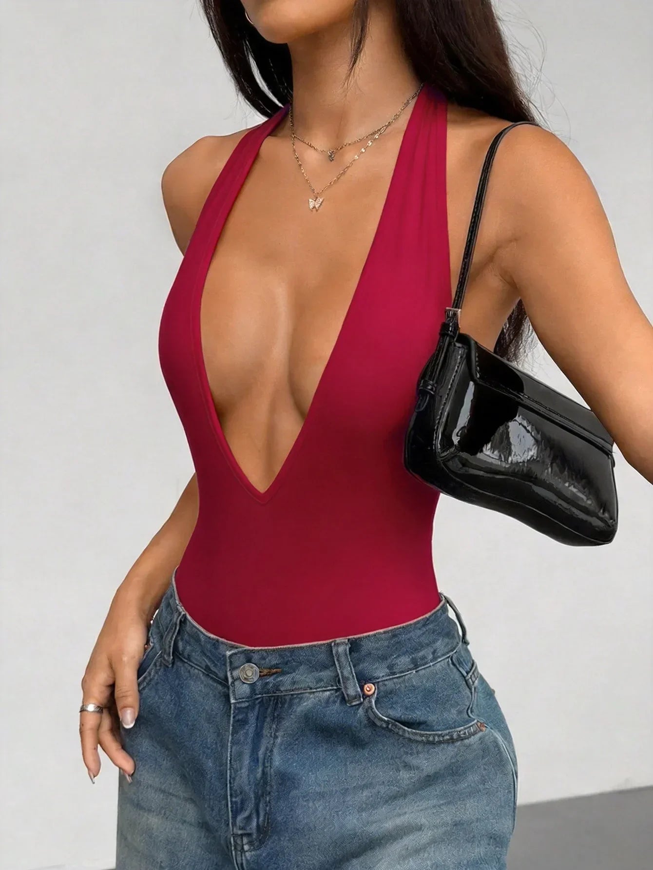 Angela Deep V-Neck Bodysuit