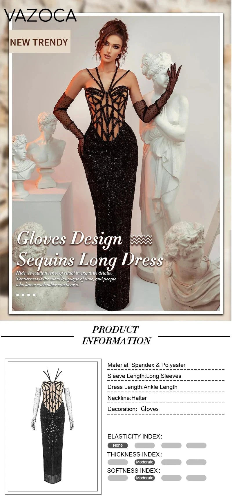 Black Sequin Embellished Mermaid Dress