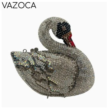 Swan Rhinestone Clutch Purse