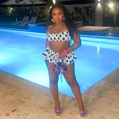 Polka Dot Ruffle Shorts Set