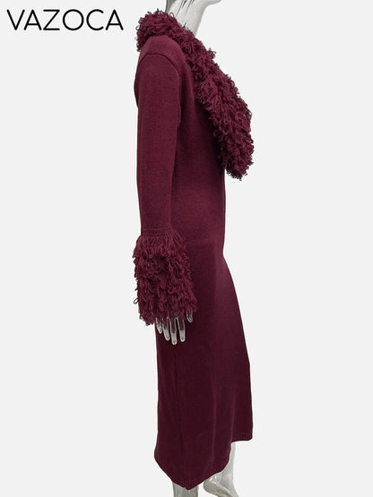 Fanie Knit Fur Maxi Dress