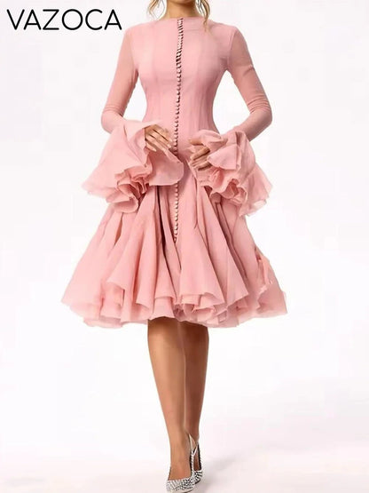 Lory Peated Flare Midi Dress