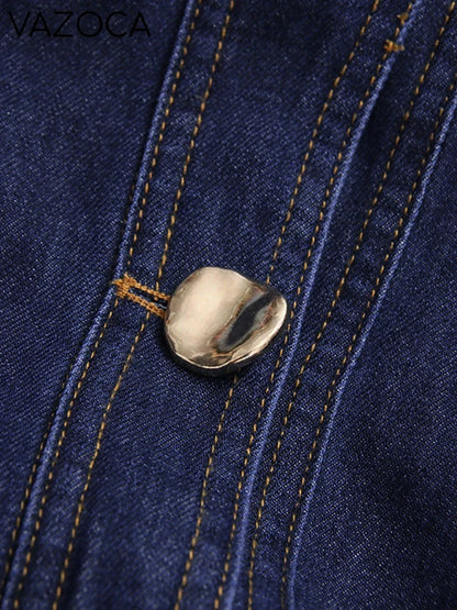 Belted Retro Denim Mini Dress