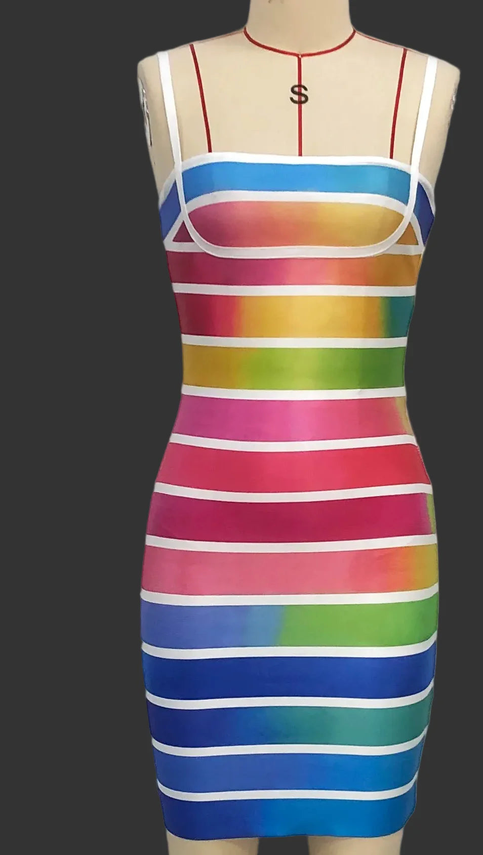 Rainbow Stripe Bandage Mini Dress