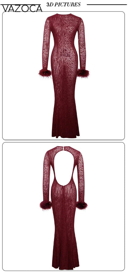 Jazmyne Leopard Feather Dress