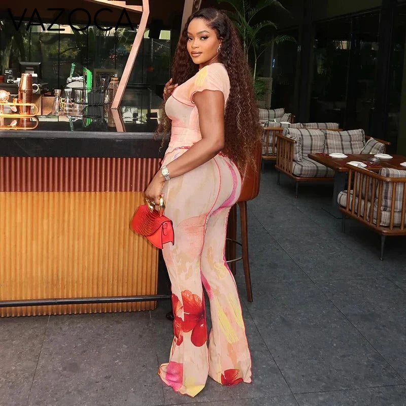 Floral Illusion Mesh Two-Piece Set