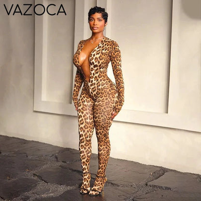 Leopard Plunge Catsuit