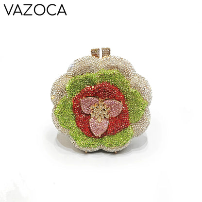 Floral Crystal Clutch Purse