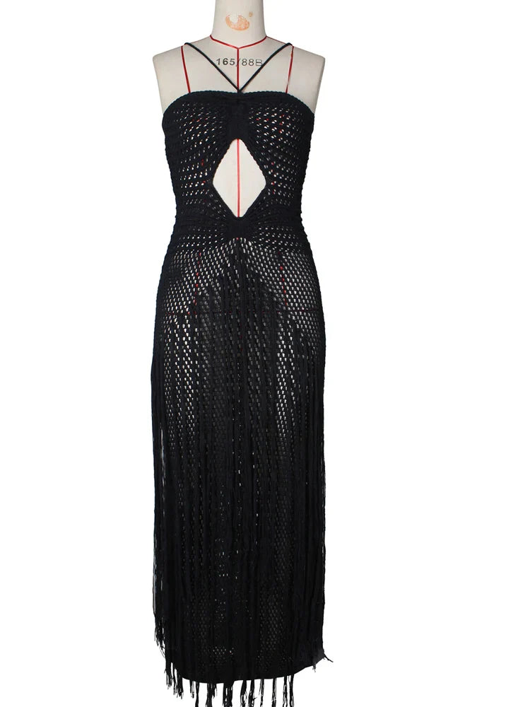Tesha Crochet Fringe Maxi Dress