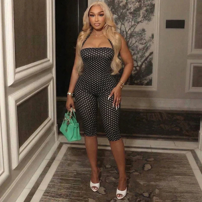 Polka Dot Halter Capri Jumpsuit