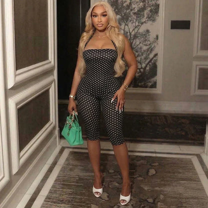Polka Dot Halter Capri Jumpsuit