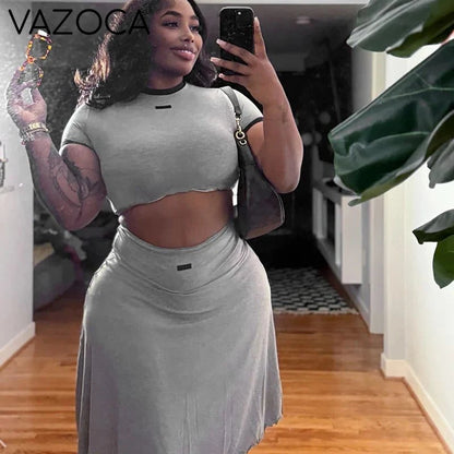 Contrast Trim Skirt Set