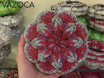 Floral Crystal Clutch Purse
