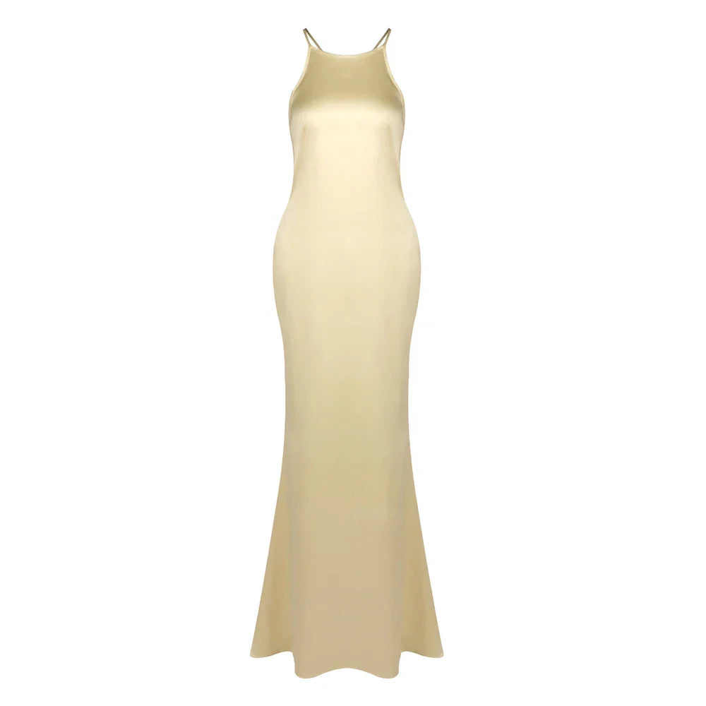 Backless Satin Maxi Dress
