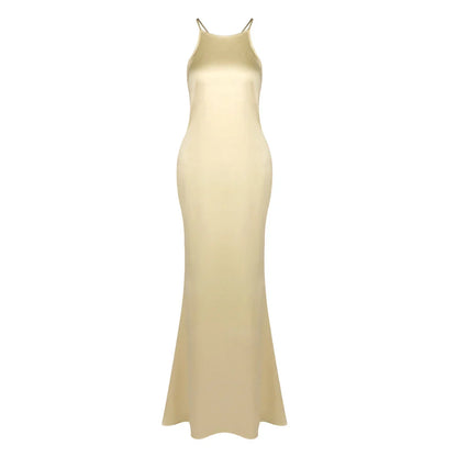 Backless Satin Maxi Dress