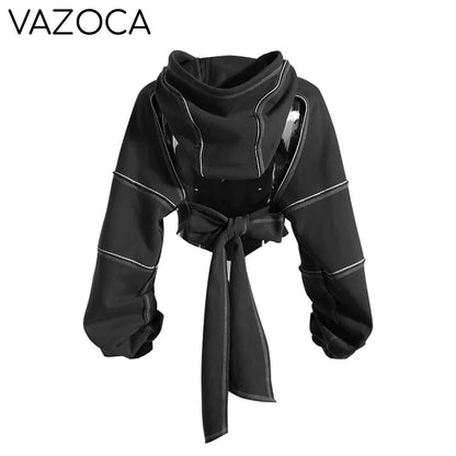 Hooded Cut Out Bandage Jacket