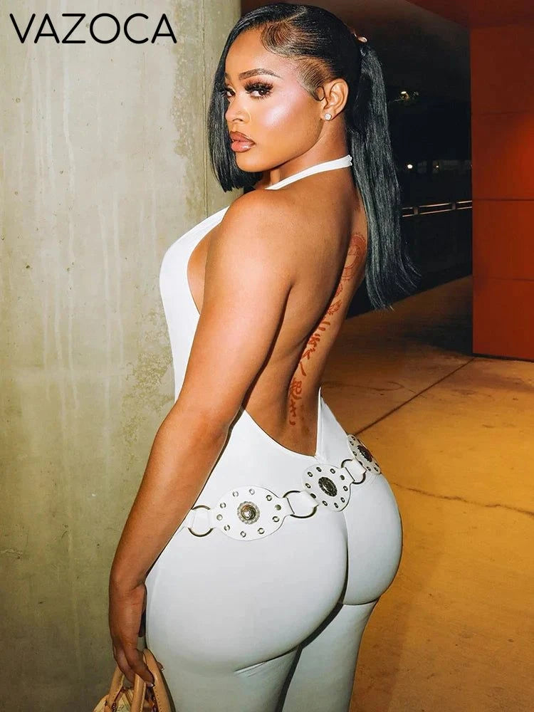 Peach Open Back Jumpsuit