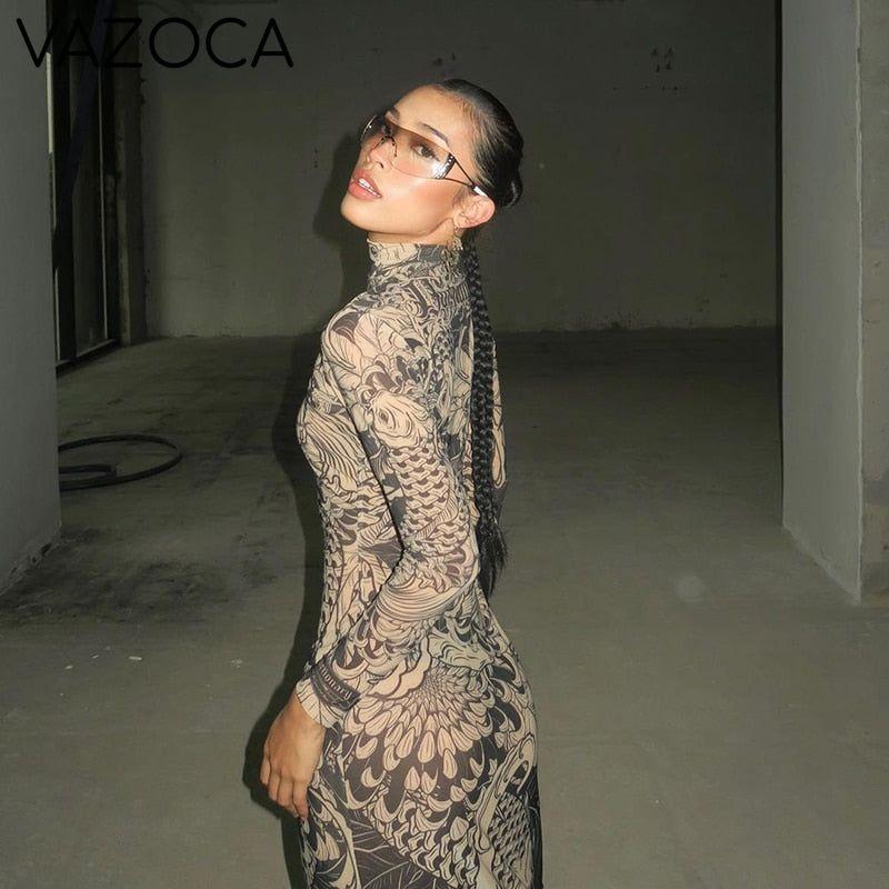 Aesthetic Mesh Autumn Dress