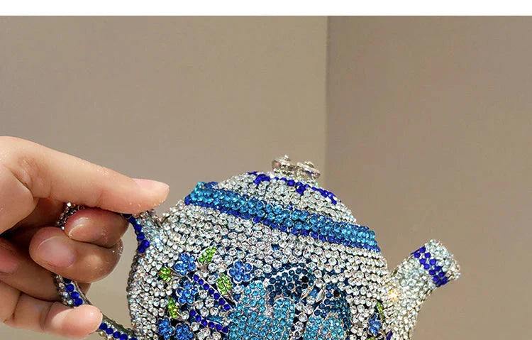 Teapot Rhinestone Clutch Bag