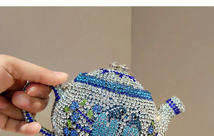 Teapot Rhinestone Clutch Bag