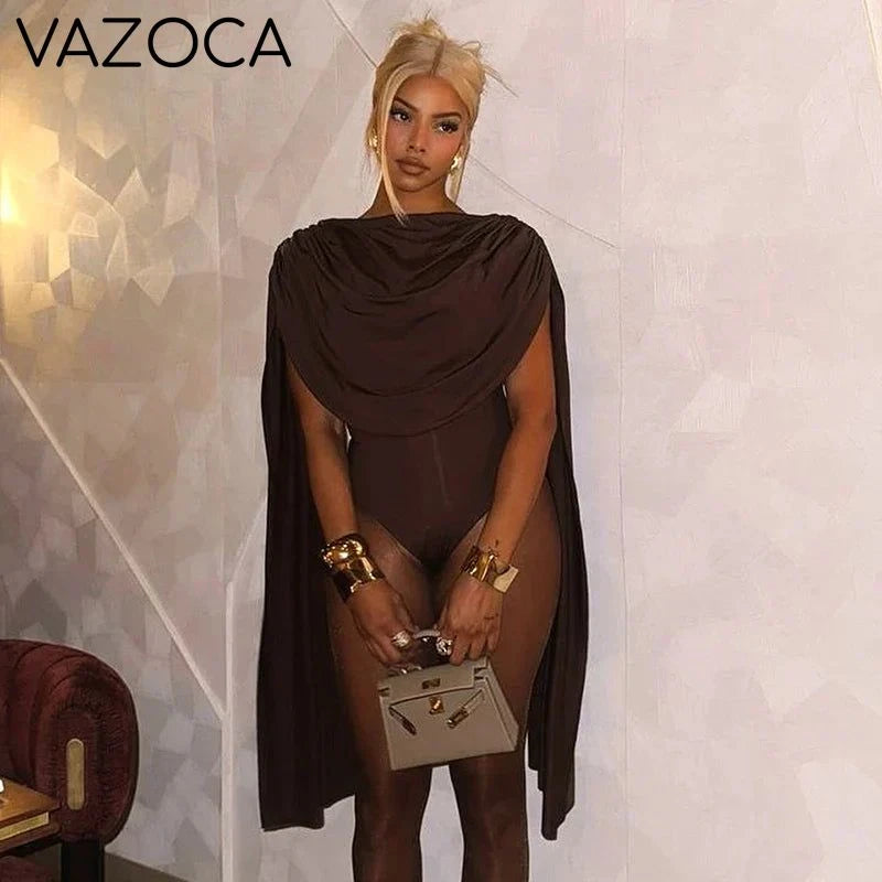 Draped Cape Bodysuit