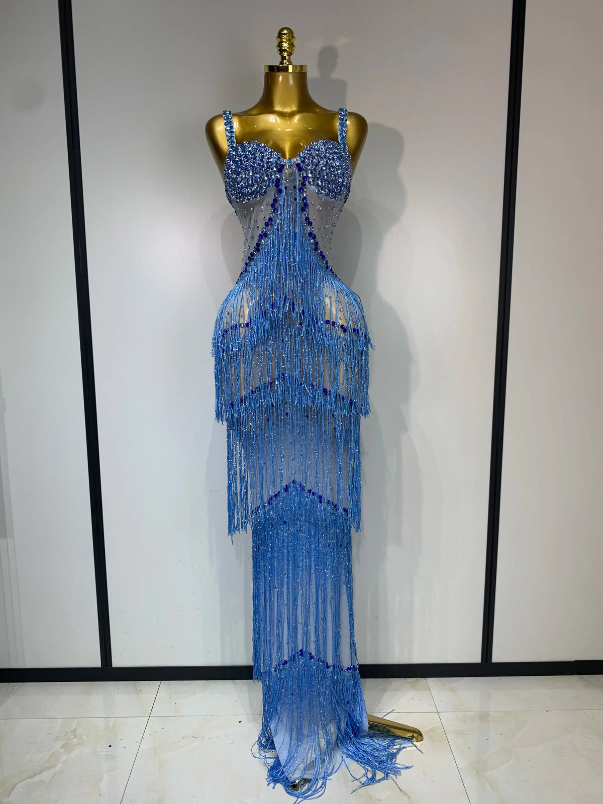 Maxine Tassel Mesh Maxi Dress