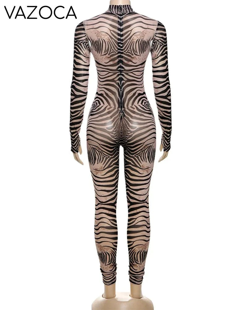 She's A Beast Zebra Jumpsuit