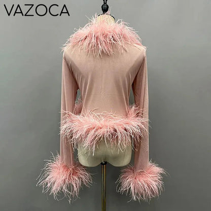 Lya Mesh Feather Blouse