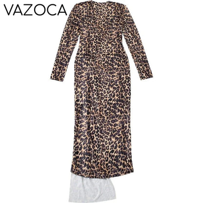 Leopard V-Neck Ruched Dress