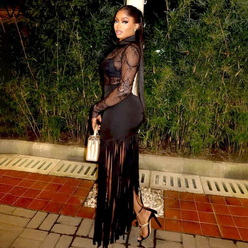 Fringe Skirt Lace Top Set