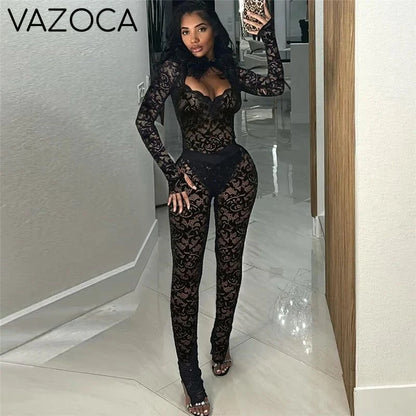Lace Illusion Open-Back Set