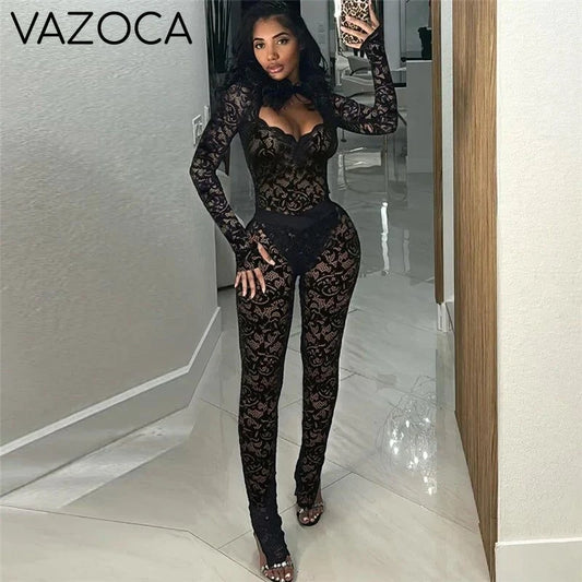 Lace Illusion Open-Back Set