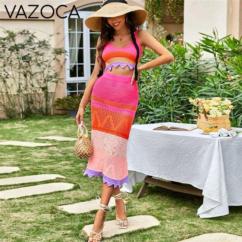 Colorful Knitted Two Piece Set