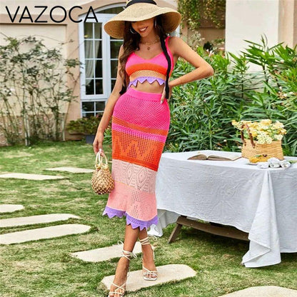 Colorful Knitted Two Piece Set