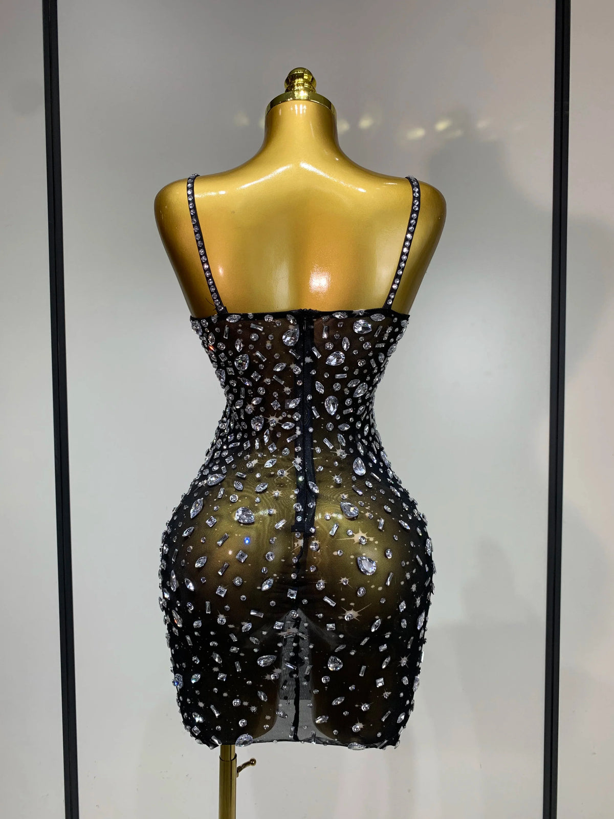 Zoey Rhinestone Mesh Mini Dress