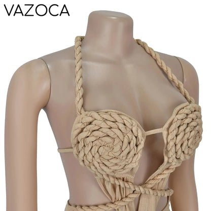 Hemp Rope Ruched Knit Dress