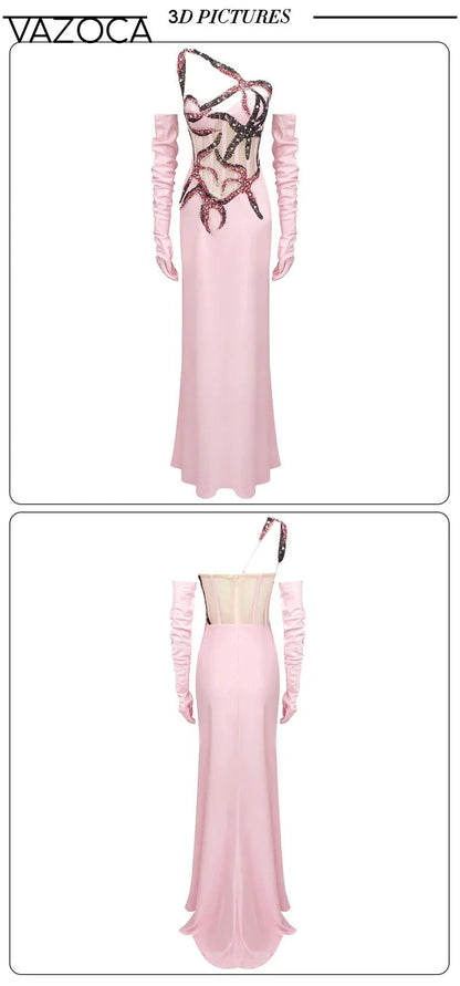 Sequins Diagonal Collar Cocktail Dress