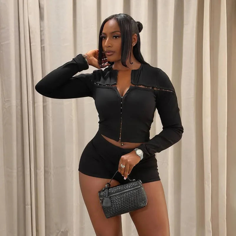 Cutout Hook Eye Short Set
