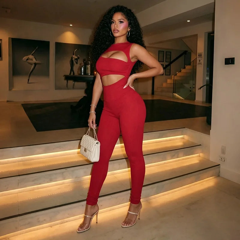 Double Cutout Sleeveless Jumpsuit
