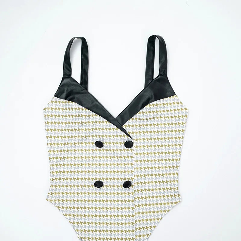 Cape Houndstooth Bodysuit Set