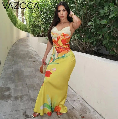 Floral Backless Maxi Dress