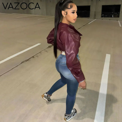 Chic Leather Cropped Jacket