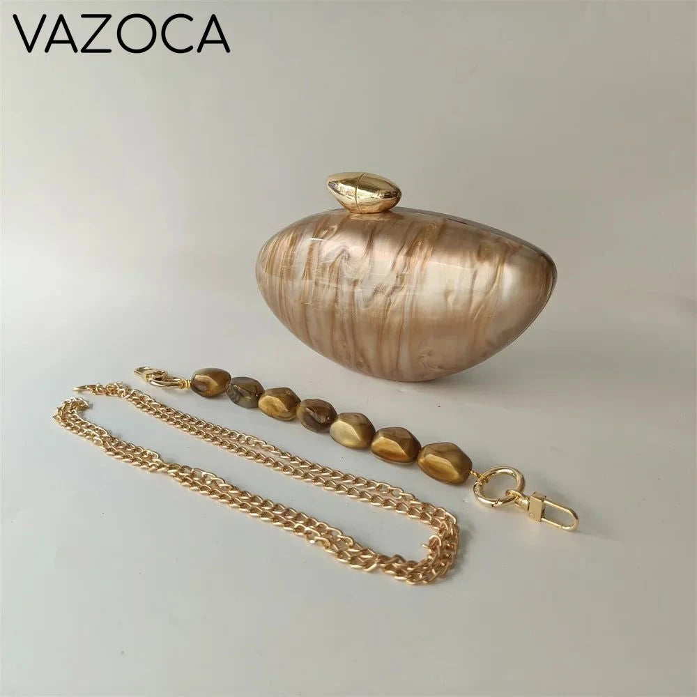Shell Pearl Marble Clutch Purse