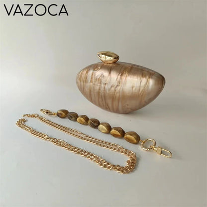 Shell Pearl Marble Clutch Purse