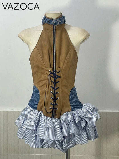Ava Retro Rivet Mini Dress