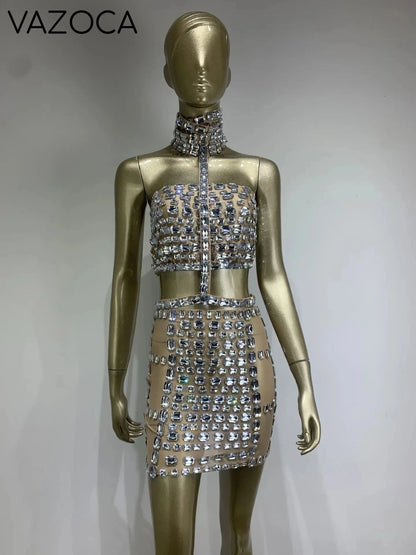 Lory Mesh Sequins Skirt Set