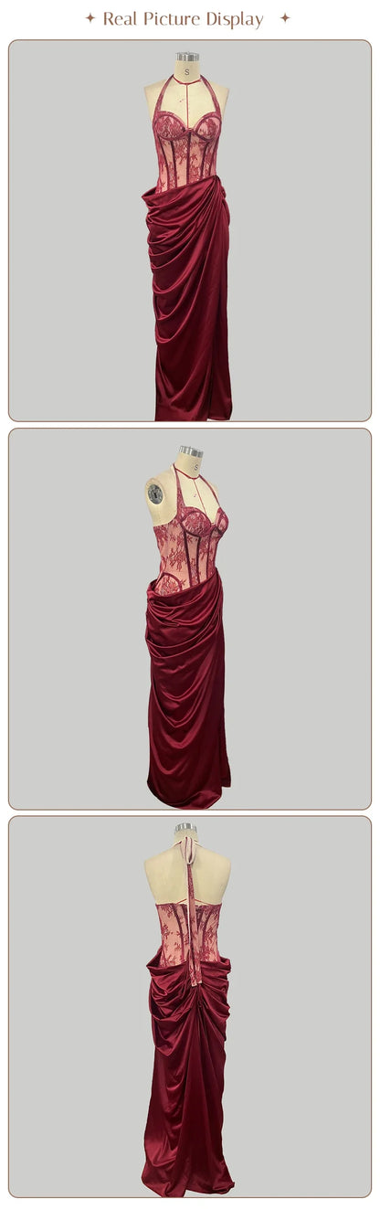 Bodice Corset High Slit Maxi Dress