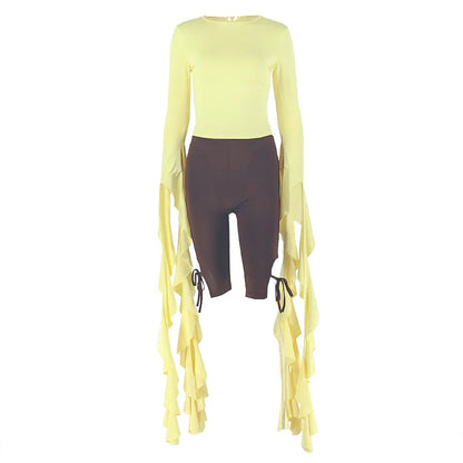 Cascading Ruffle Cape Sleeve Set