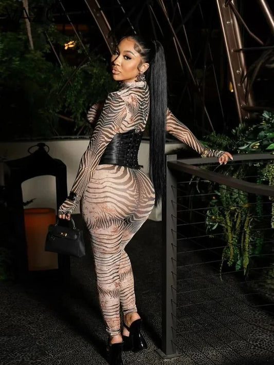 She's A Beast Zebra Jumpsuit